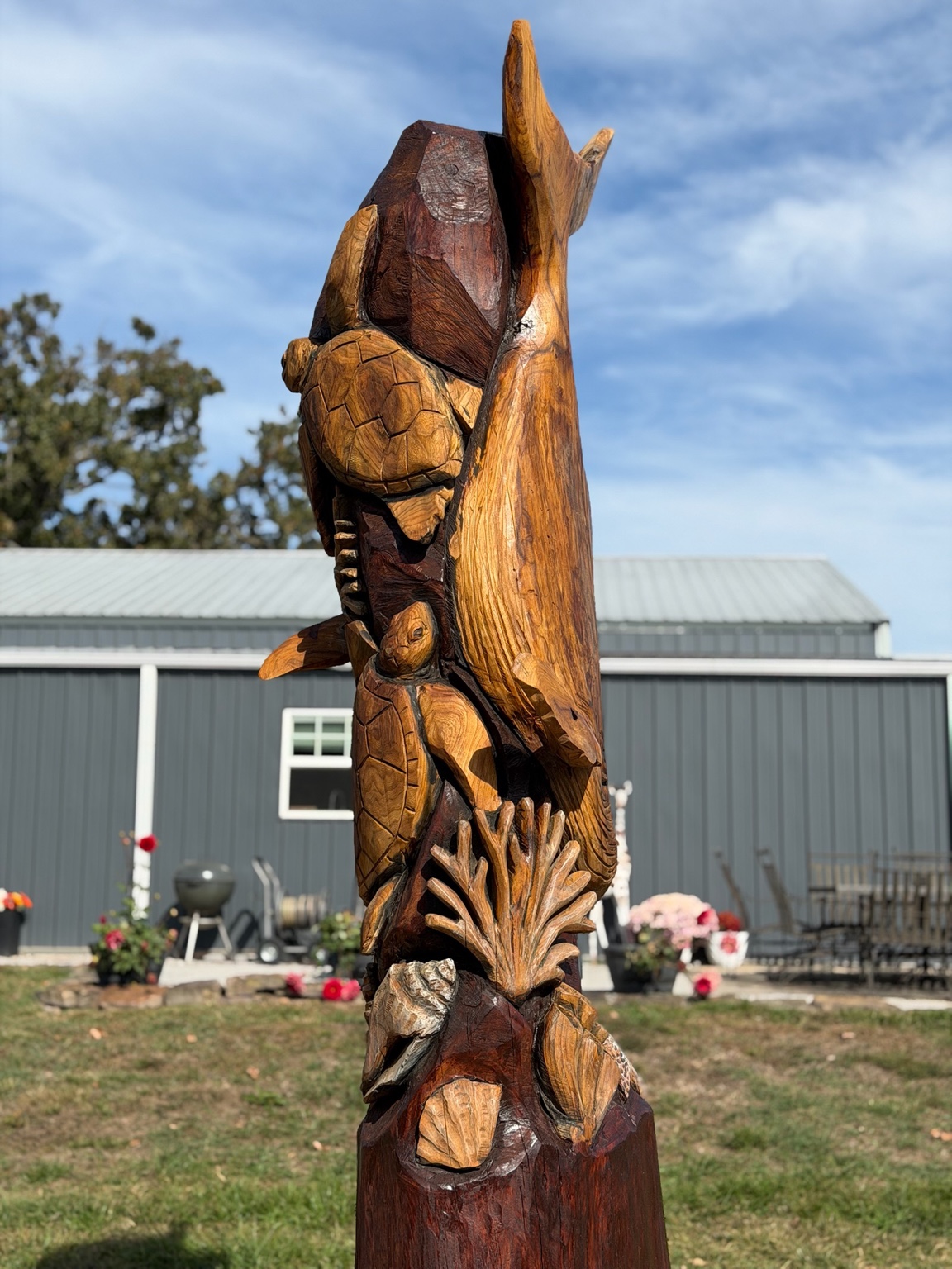 Ocean carving with the guest house beyond