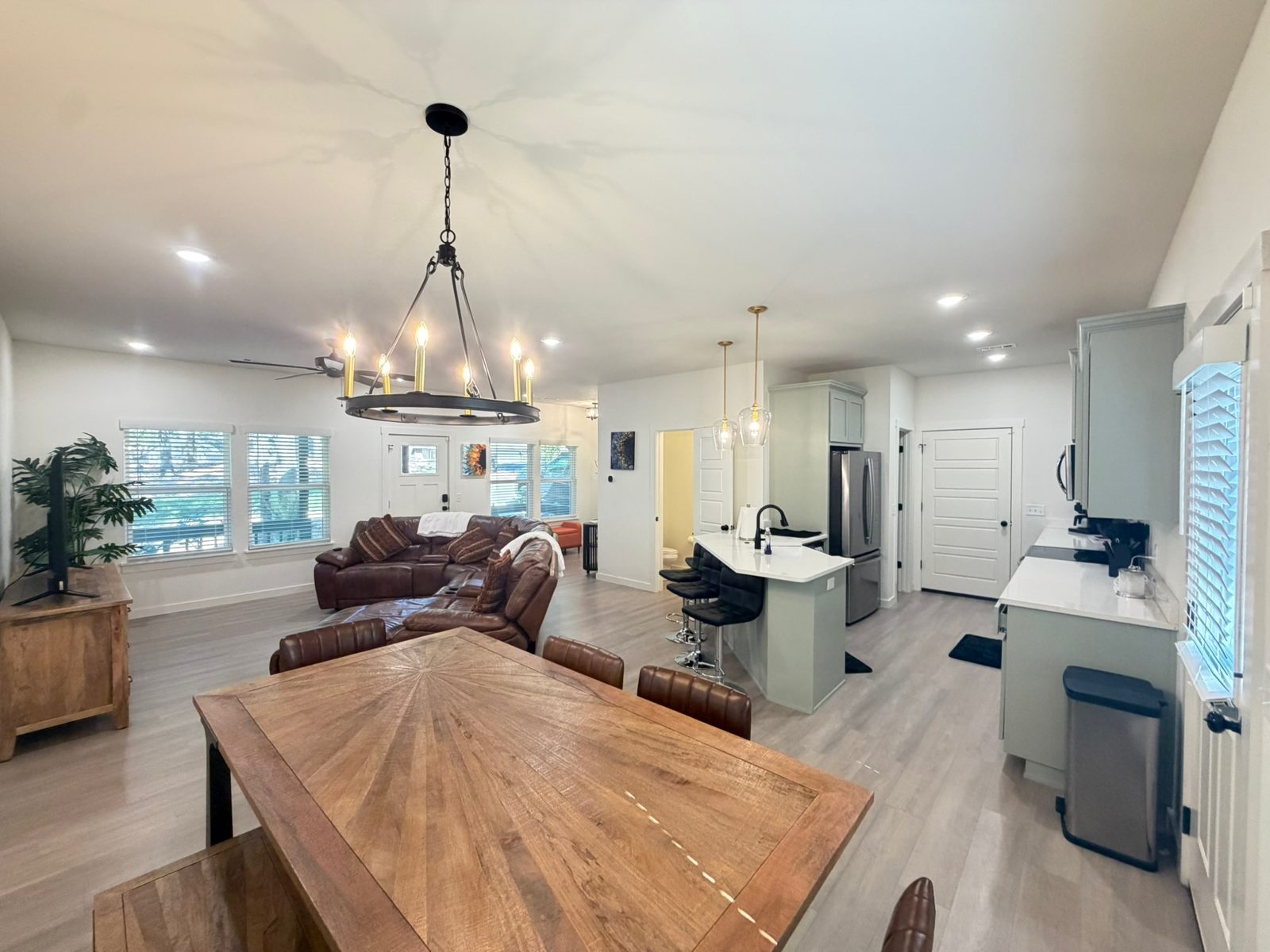 Dining area and living room