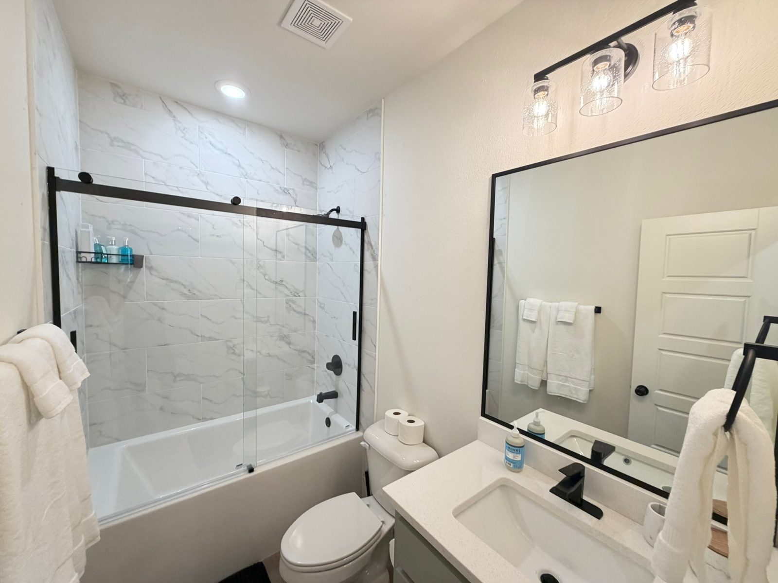 Bathroom with tub and shower